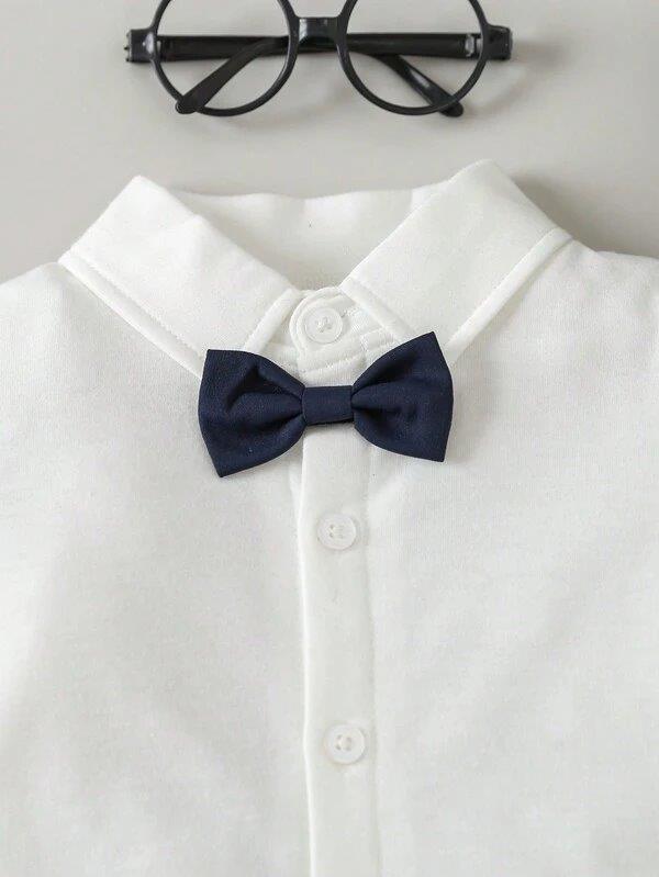 Baby 3 Piece Short Sleeve Suspender Set Blue