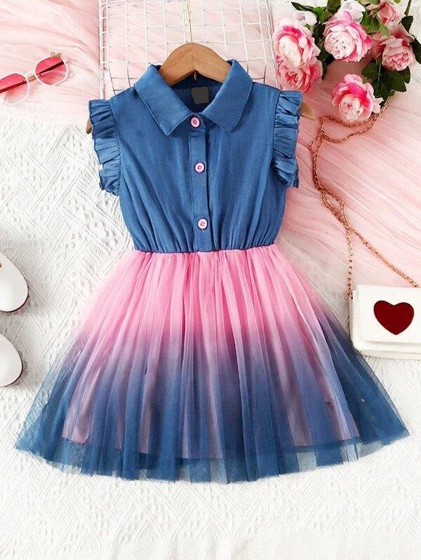 Toddler Girls Ruffle Trim Shirt Dress