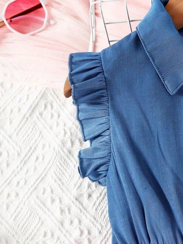 Toddler Girls Ruffle Trim Shirt Dress