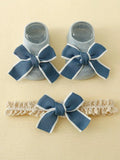 Baby Blue Bow Socks With Headband (6-12 months)