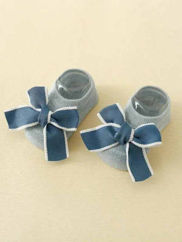 Baby Blue Bow Socks With Headband (6-12 months)