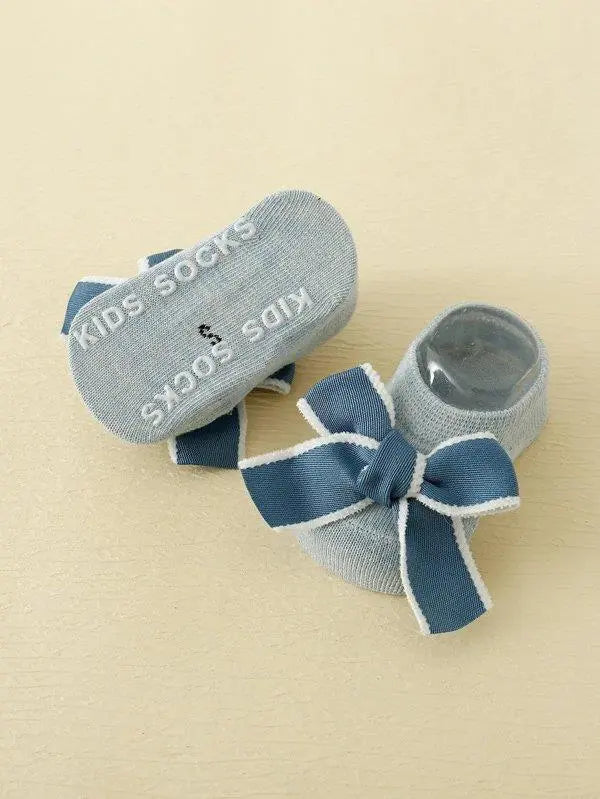 Baby Blue Bow Socks With Headband (6-12 months)