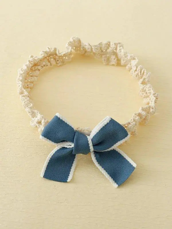 Baby Blue Bow Socks With Headband (6-12 months)