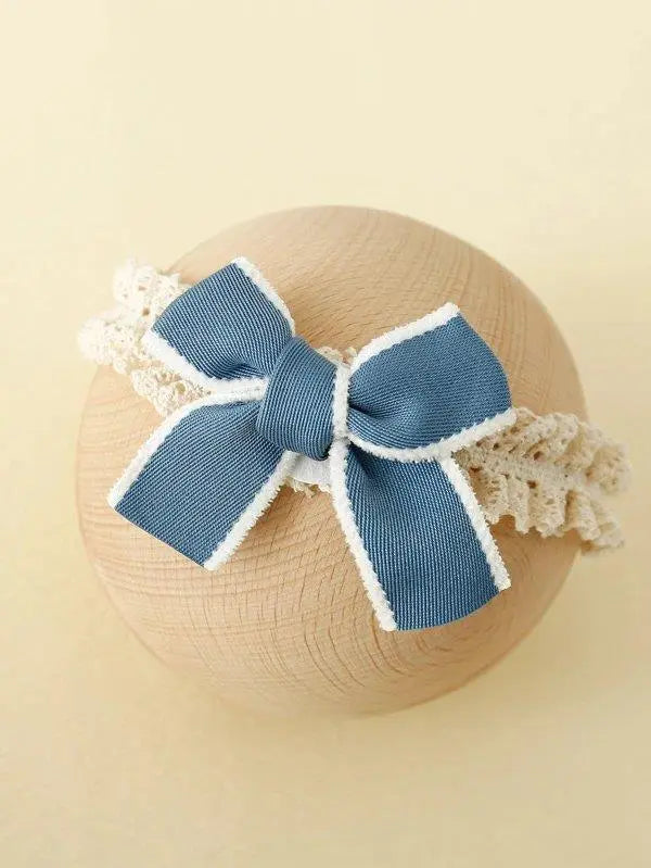 Baby Blue Bow Socks With Headband (6-12 months)