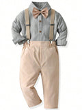 Toddler Boys Bow Tie Shirt And Pants Suspender Set