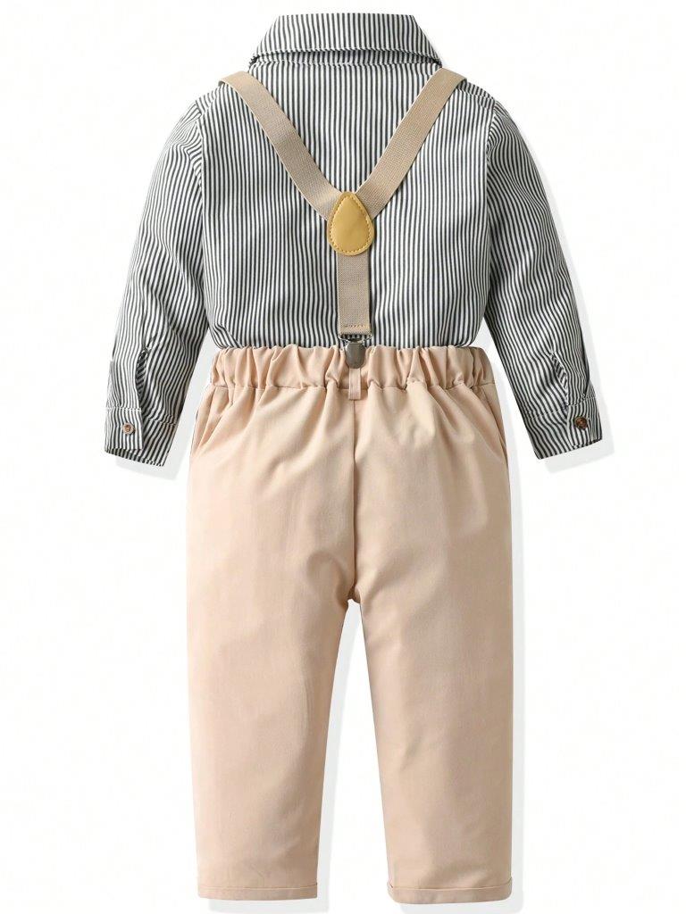 Toddler Boys Bow Tie Shirt And Pants Suspender Set