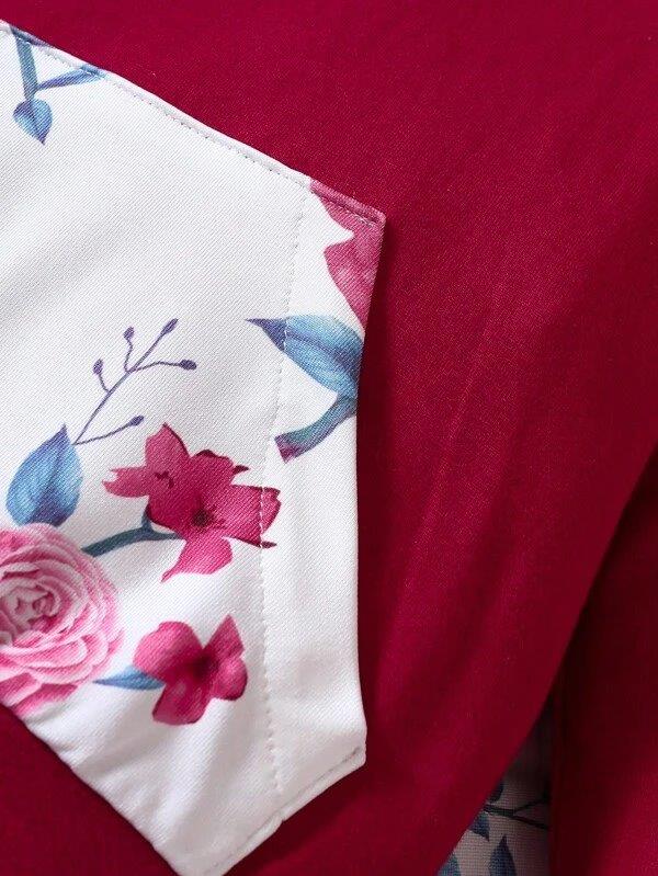 Baby Floral Print Pocket Hoodie Set