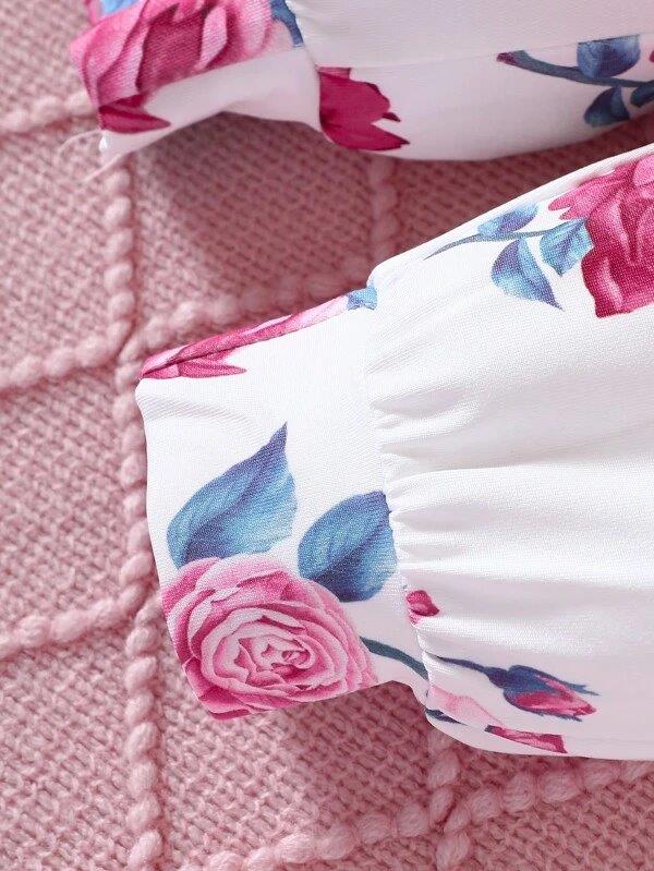 Baby Floral Print Pocket Hoodie Set
