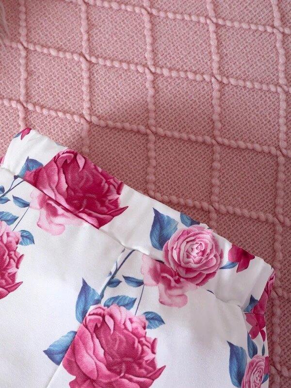 Baby Floral Print Pocket Hoodie Set