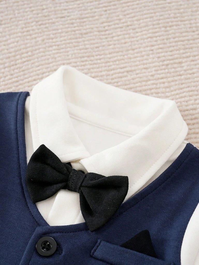 Baby Jumpsuit Navy With Bow Tie
