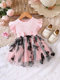 Baby Pink Butterfly Mesh Dress