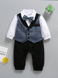Baby Plaid Bow Tie 2 in 1 Jumpsuit