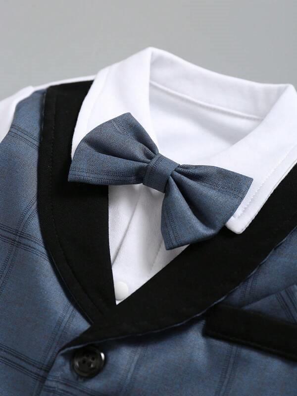 Baby Plaid Bow Tie 2 in 1 Jumpsuit