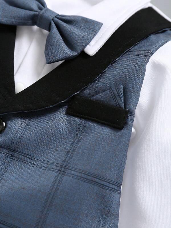 Baby Plaid Bow Tie 2 in 1 Jumpsuit
