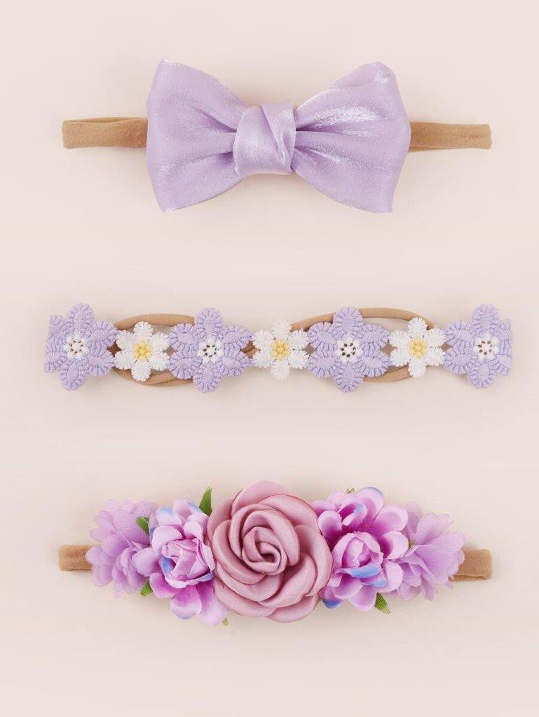 Baby 3 Piece Headband Set Purple