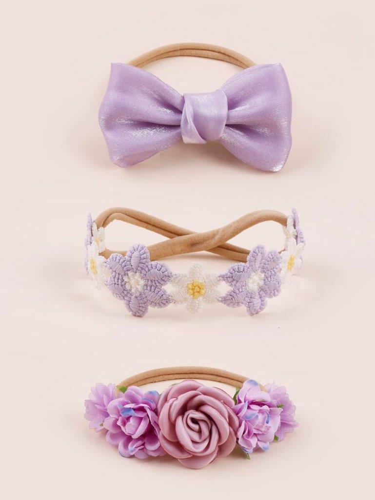 Baby 3 Piece Headband Set Purple