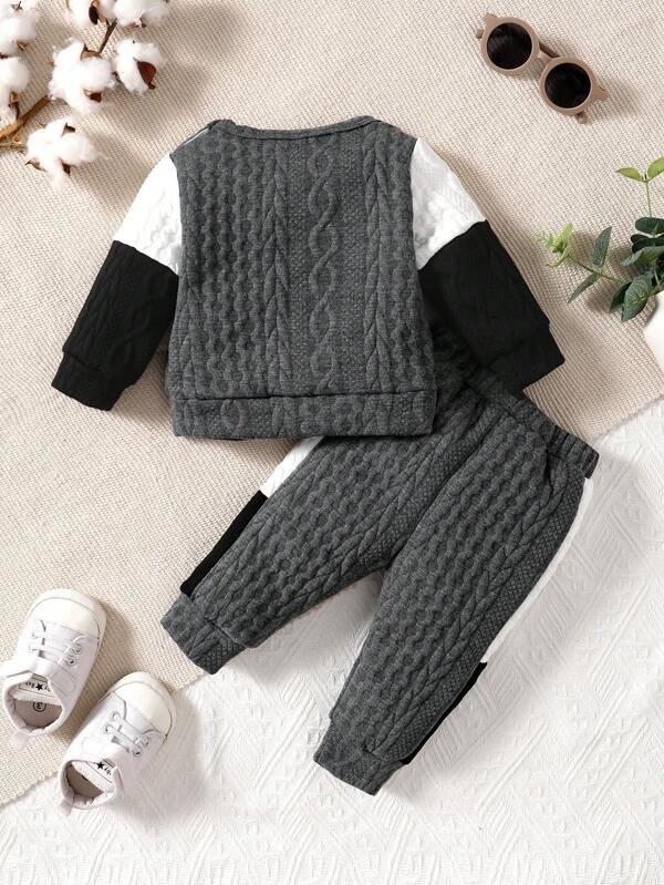 Baby Chain Pattern Pullover And Pants Set