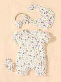 Baby 4 Piece Floral Romper Set