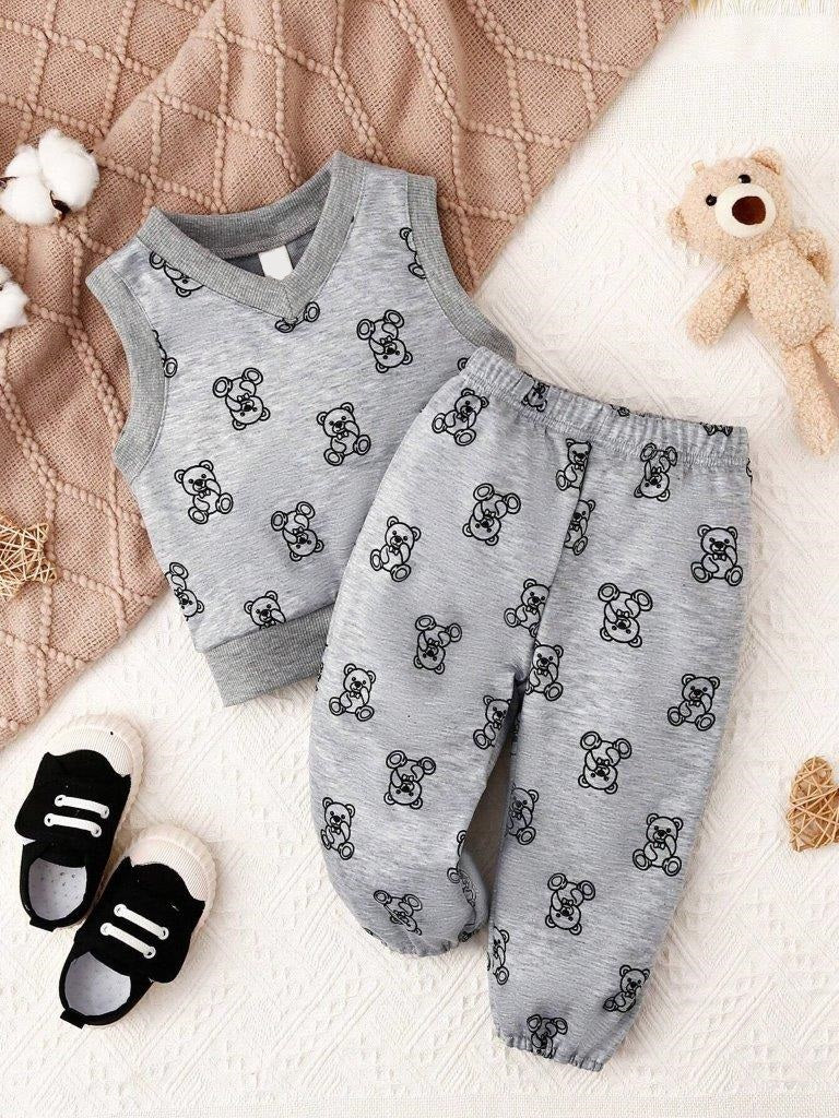 Baby Teddy Vest And Pants Set