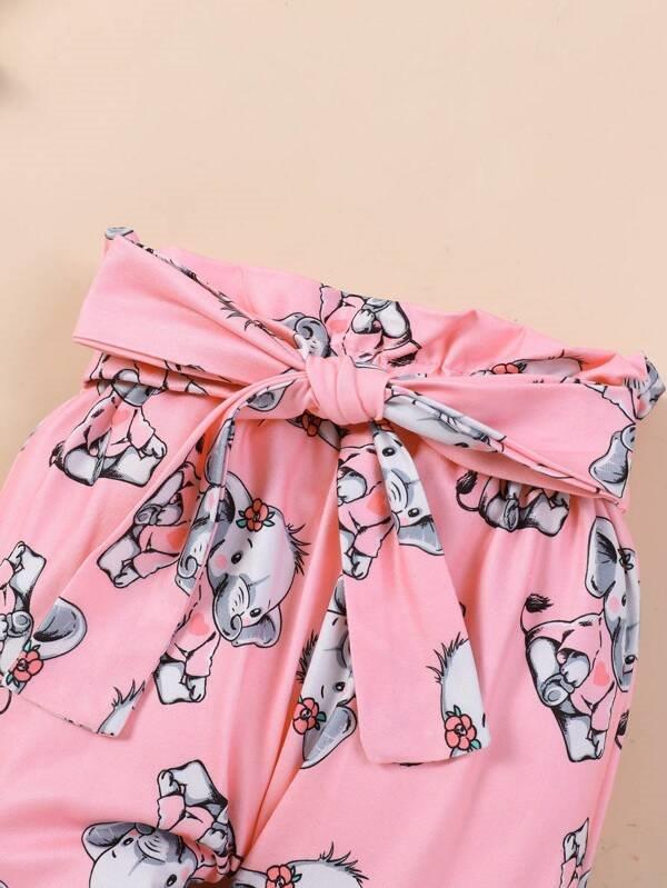 Baby Cartoon Ruffle Trim 3 Piece Set