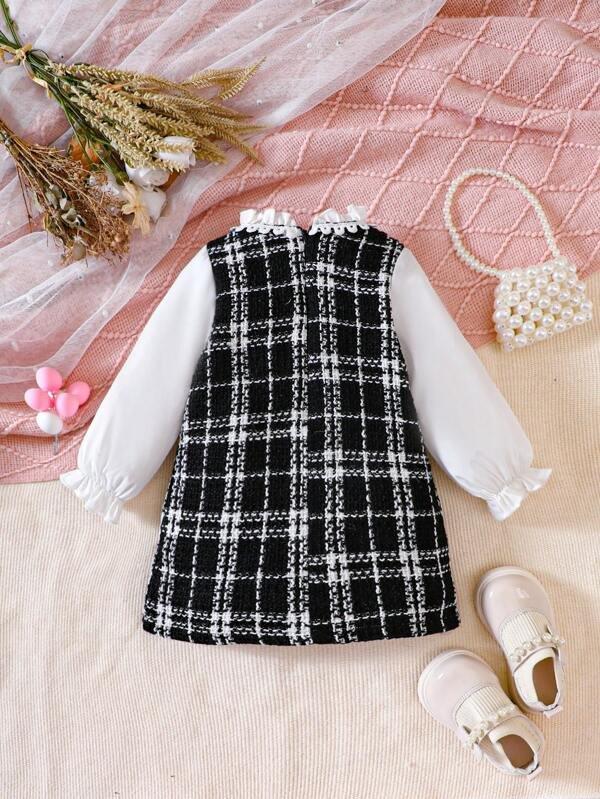 Baby Plaid Black And White Dress