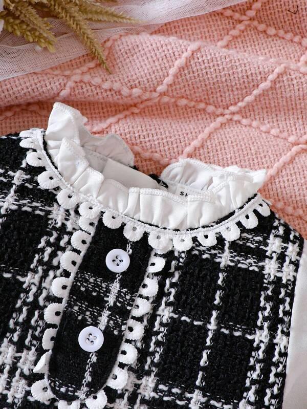 Baby Plaid Black And White Dress