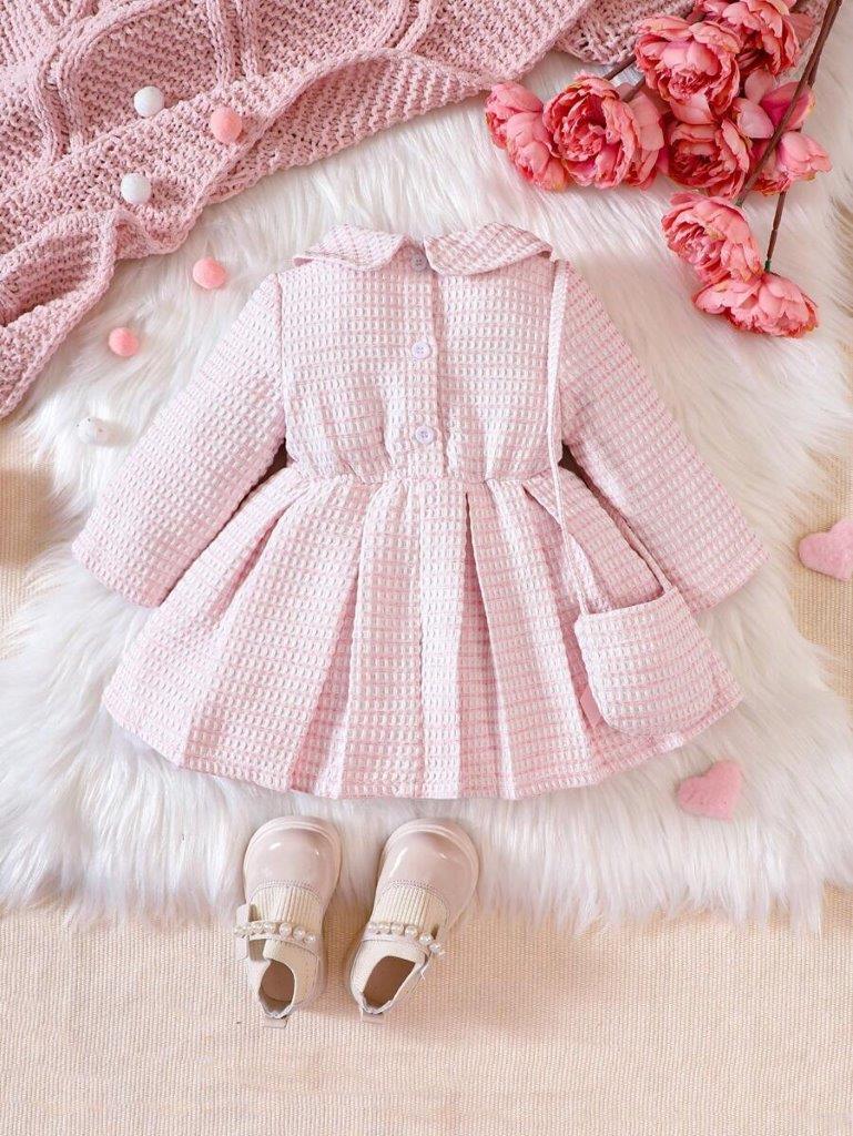 Baby Pink Front Bow Dress With Bag