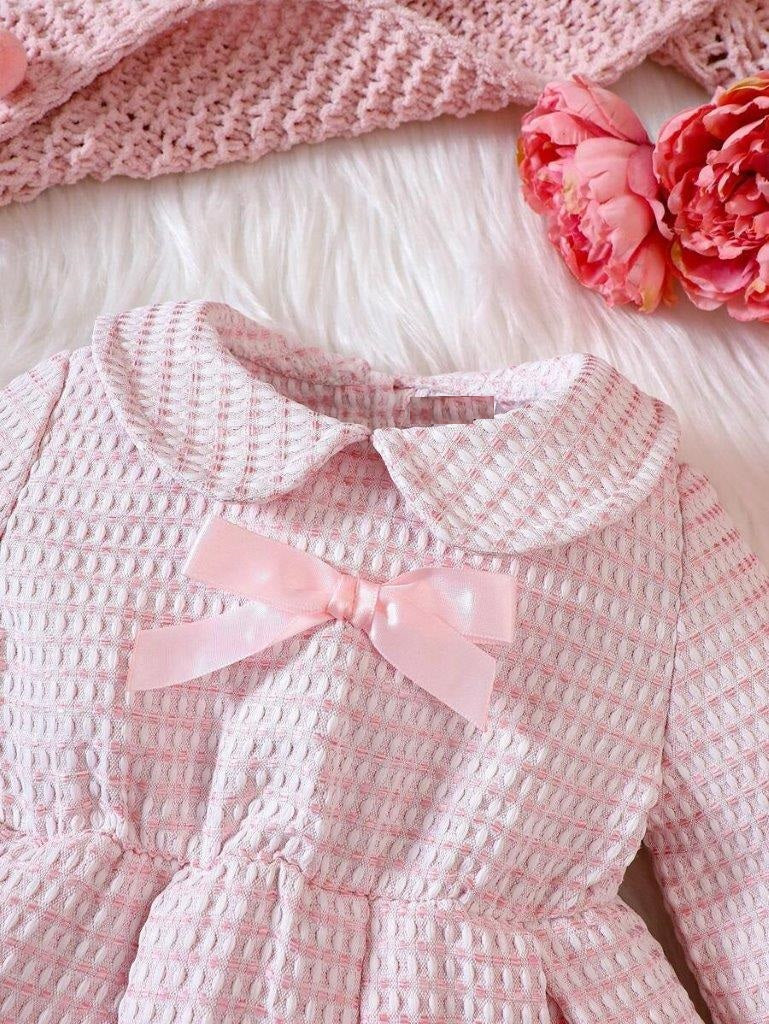 Baby Pink Front Bow Dress With Bag