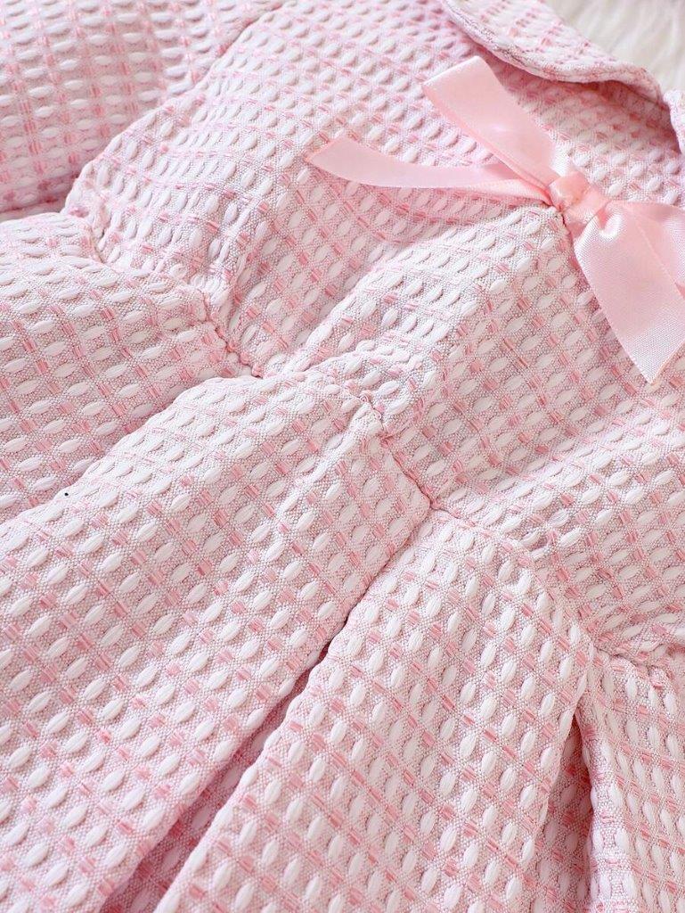 Baby Pink Front Bow Dress With Bag