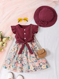 Toddler Girls Flower Dress With Hat