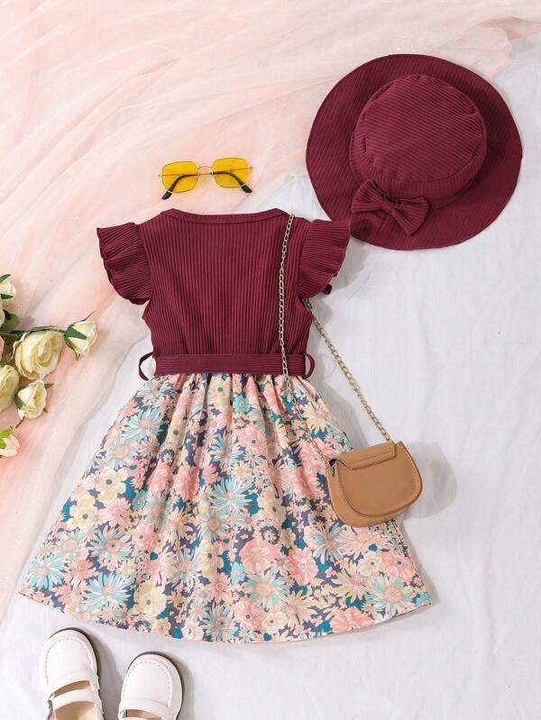 Toddler Girls Flower Dress With Hat