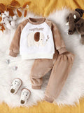 Baby Elephant Cartoon Pullover And Pants Set
