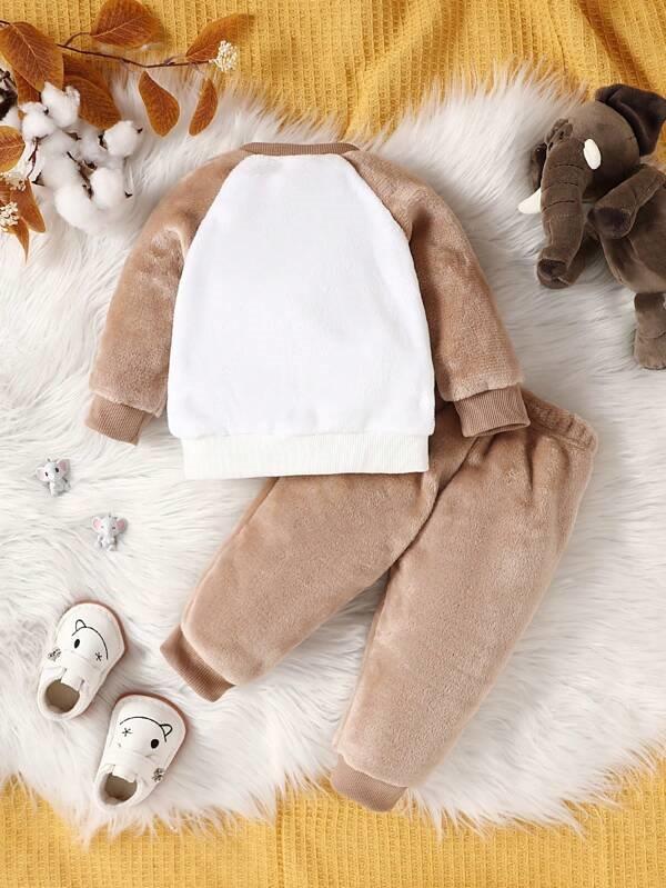 Baby Elephant Cartoon Pullover And Pants Set