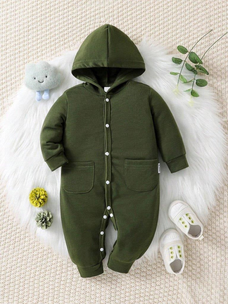 Baby Hooded Army Green Jumpsuit