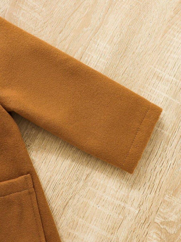 Baby Brown Coat With Plaid Scarf