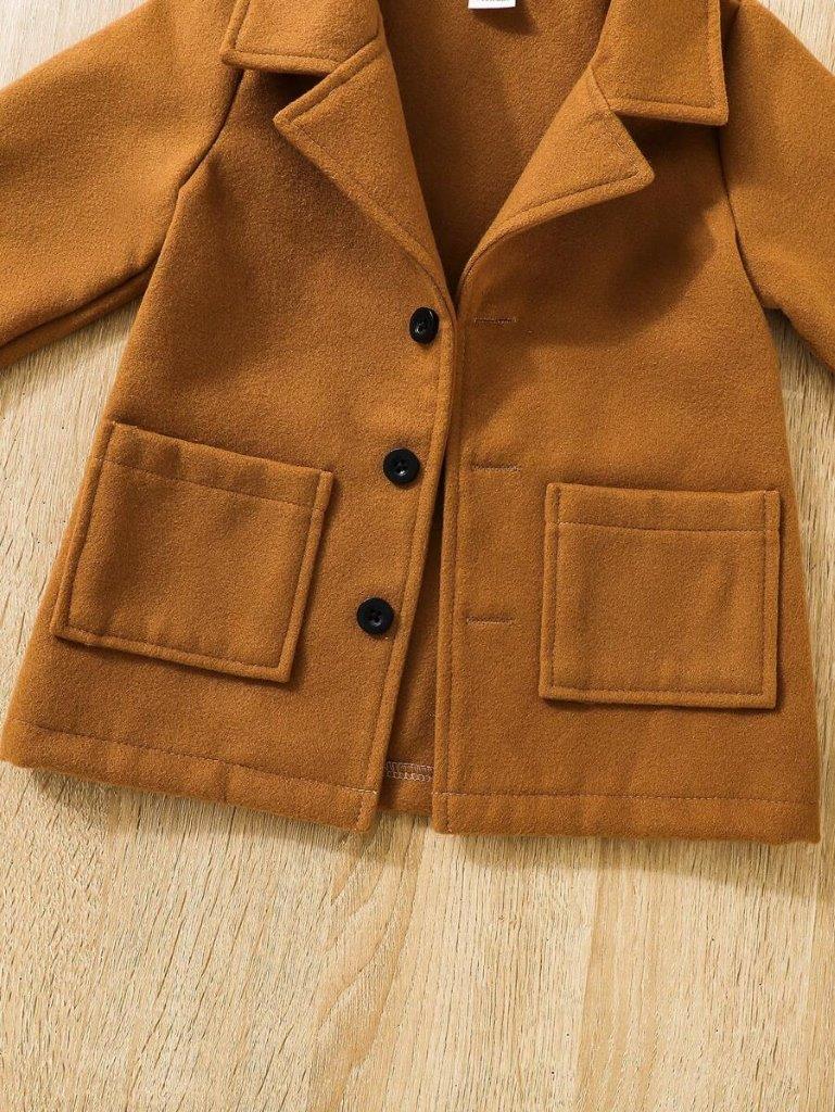 Baby Brown Coat With Plaid Scarf