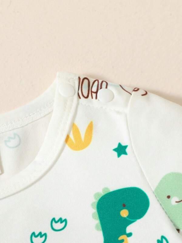 Baby Dinosaur Striped Overall 2 Piece Set
