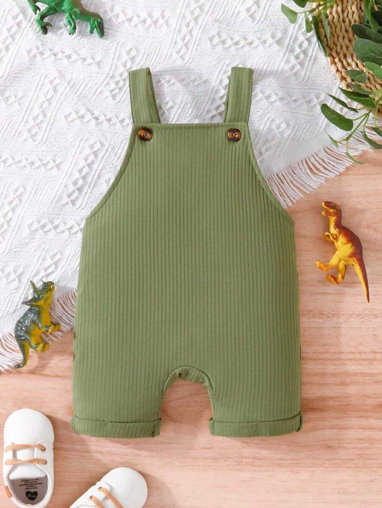 Baby 2 Piece Dino Print Romper Set Green