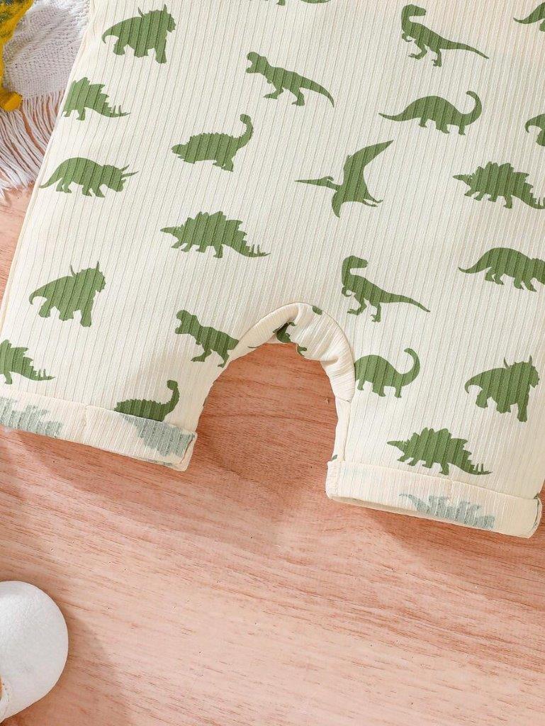 Baby 2 Piece Dino Print Romper Set Green