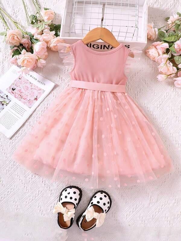 Toddler Girls Polka Dot Mesh Dress