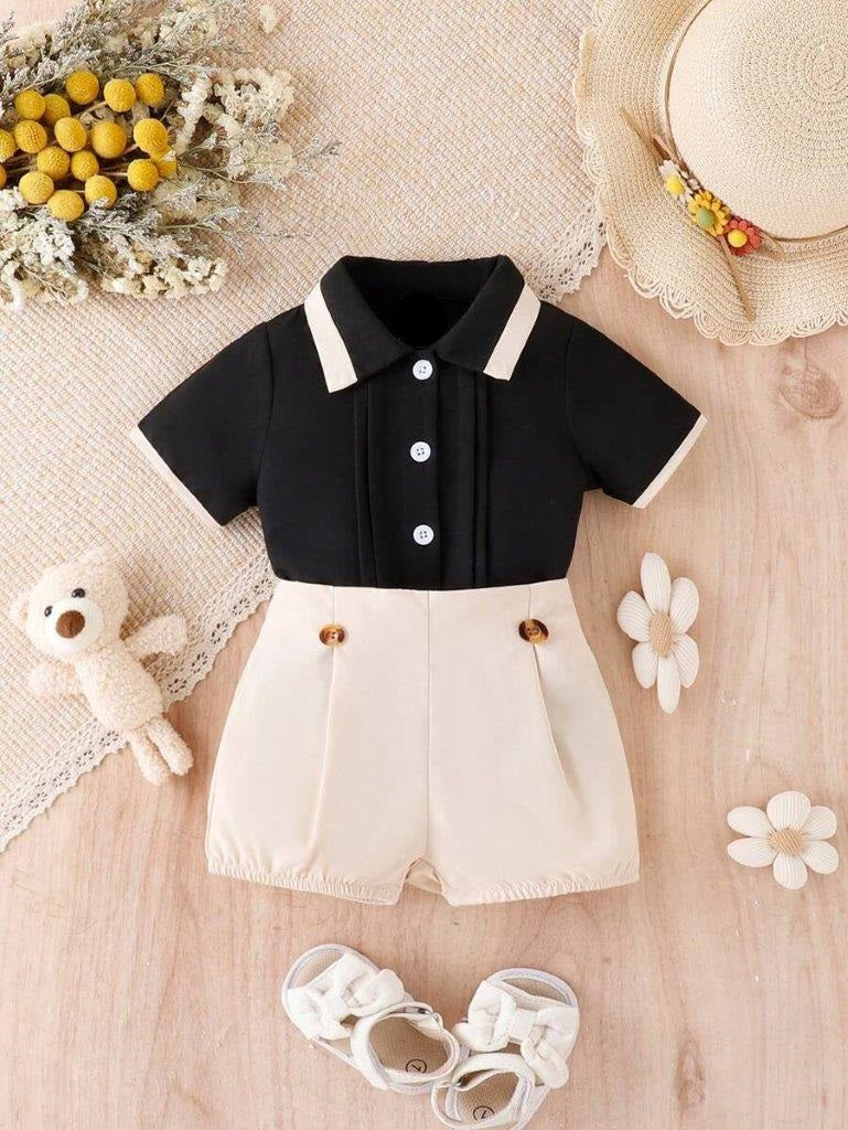 Baby Pleated Shirt With Shorts Outfit