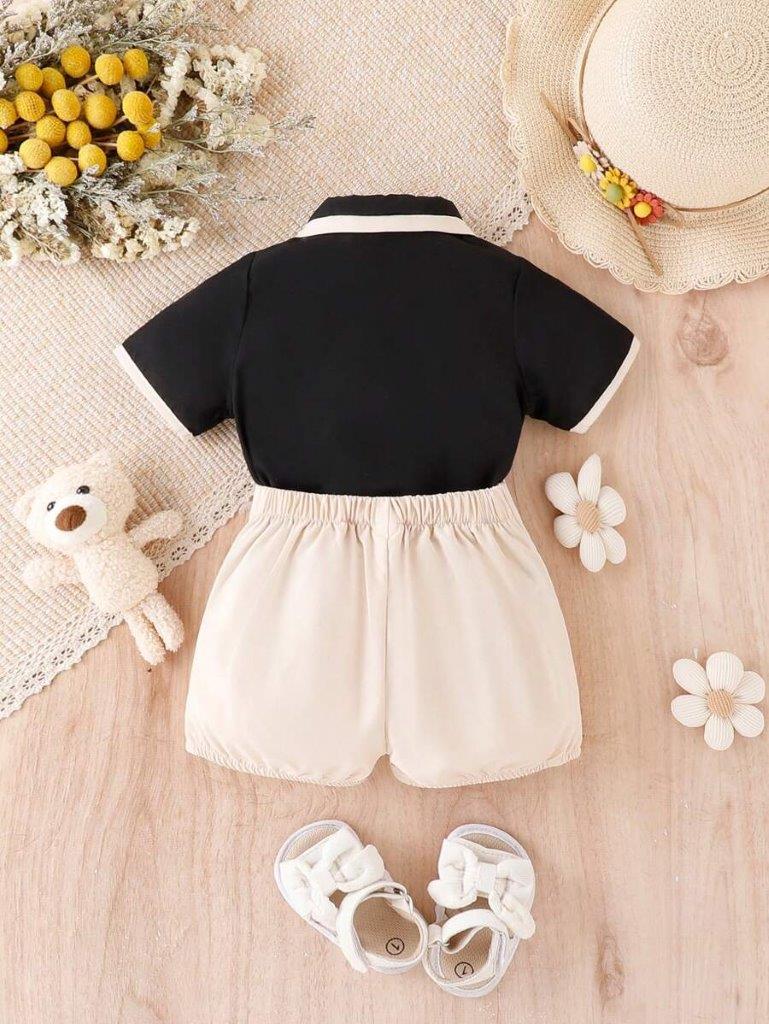 Baby Pleated Shirt With Shorts Outfit