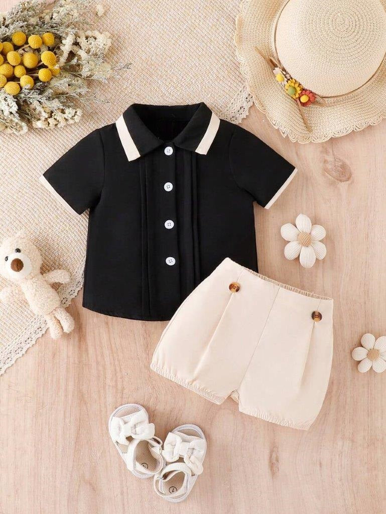 Baby Pleated Shirt With Shorts Outfit
