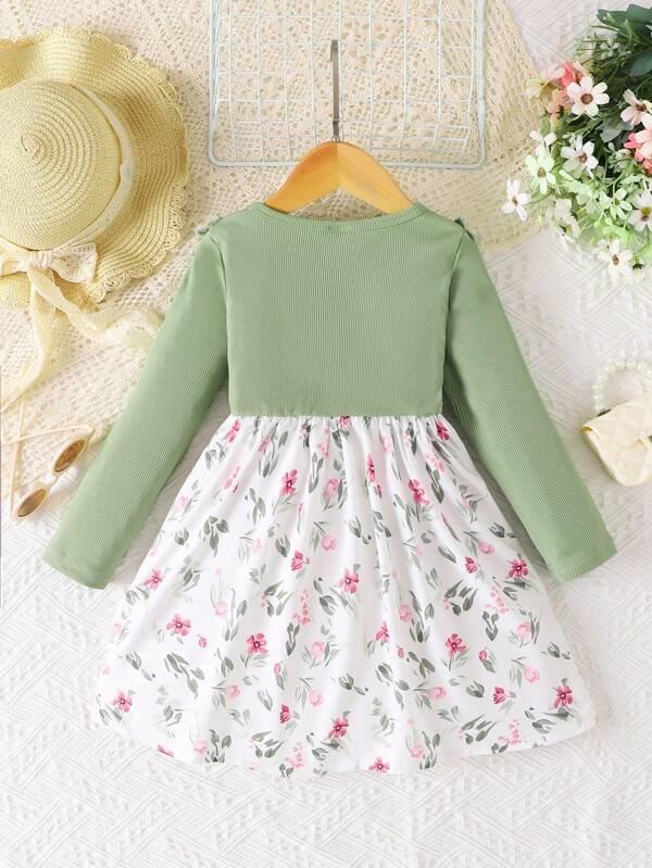Toddler Girls Floral Print Bow Dress