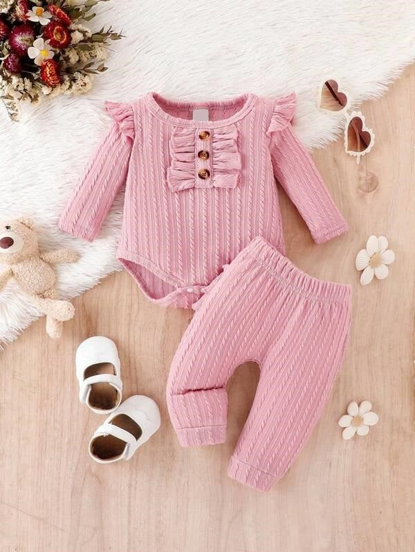 Baby Ruffle Bodysuit And Ruffle Pants Set