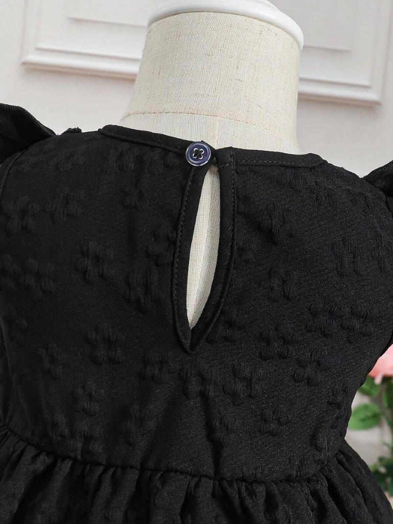 Baby Black Bow Ruffle Trim Dress