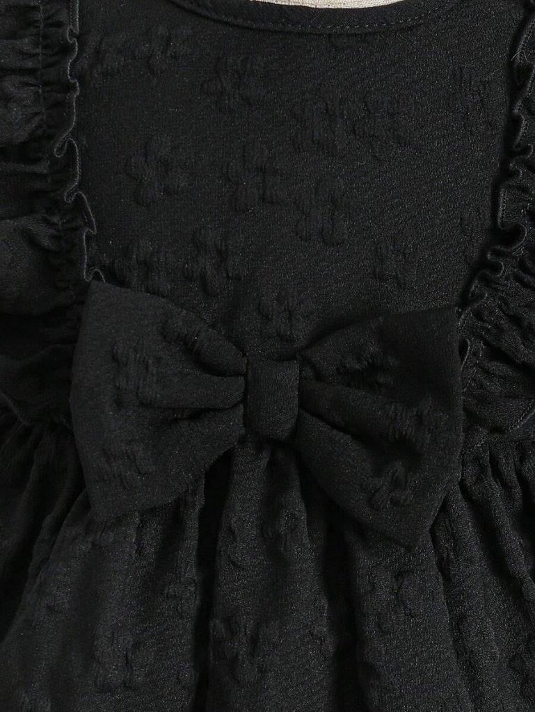 Baby Black Bow Ruffle Trim Dress