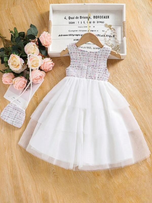 Toddler Girls Plaid Charm Dress With Bag