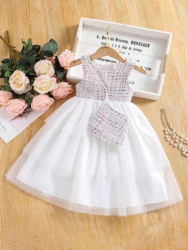 Toddler Girls Plaid Charm Dress With Bag