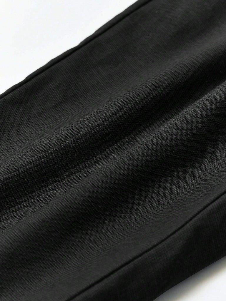 Baby leaf Print Tee and Pants Set Black